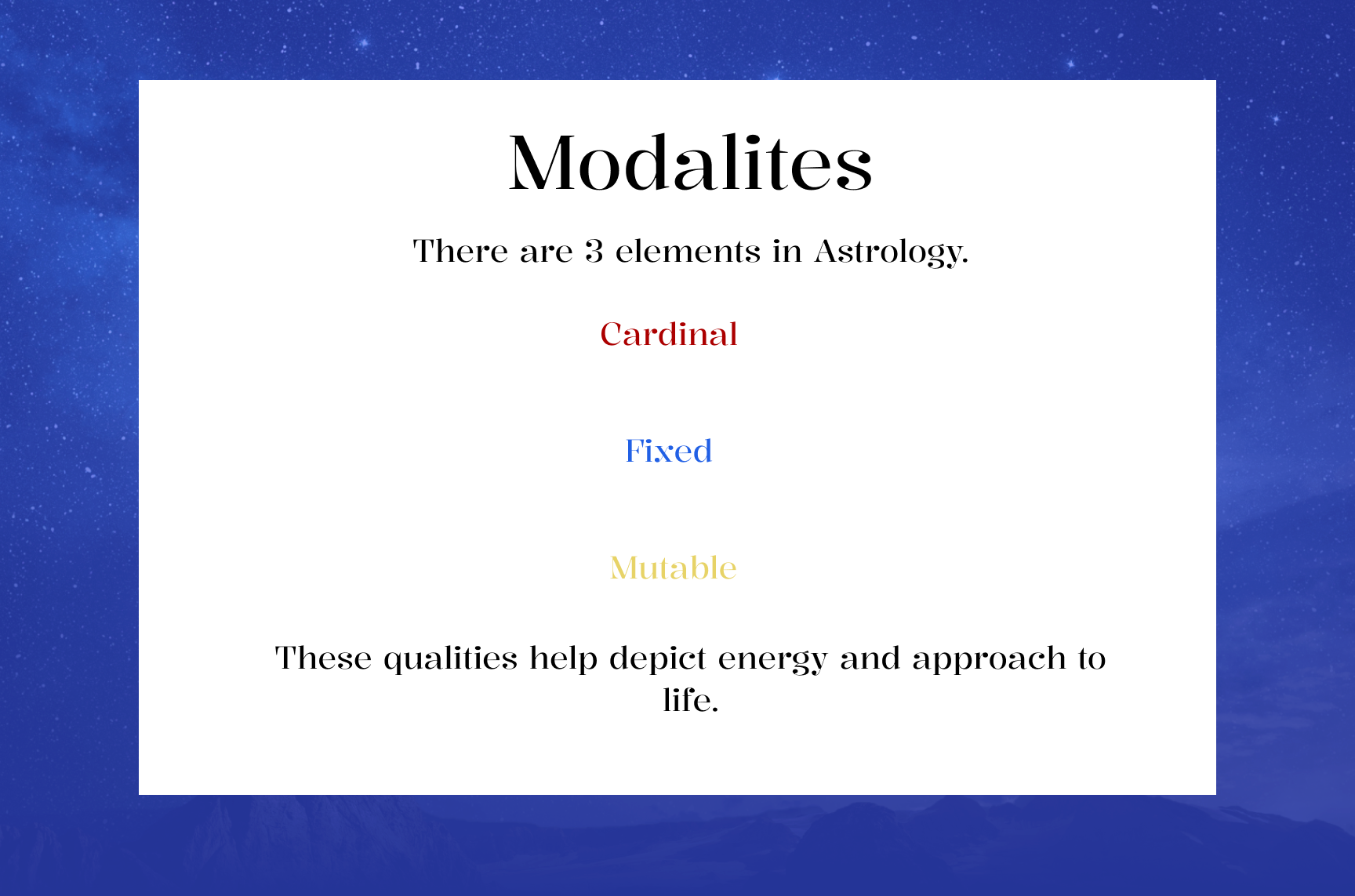 Overview of Modalities